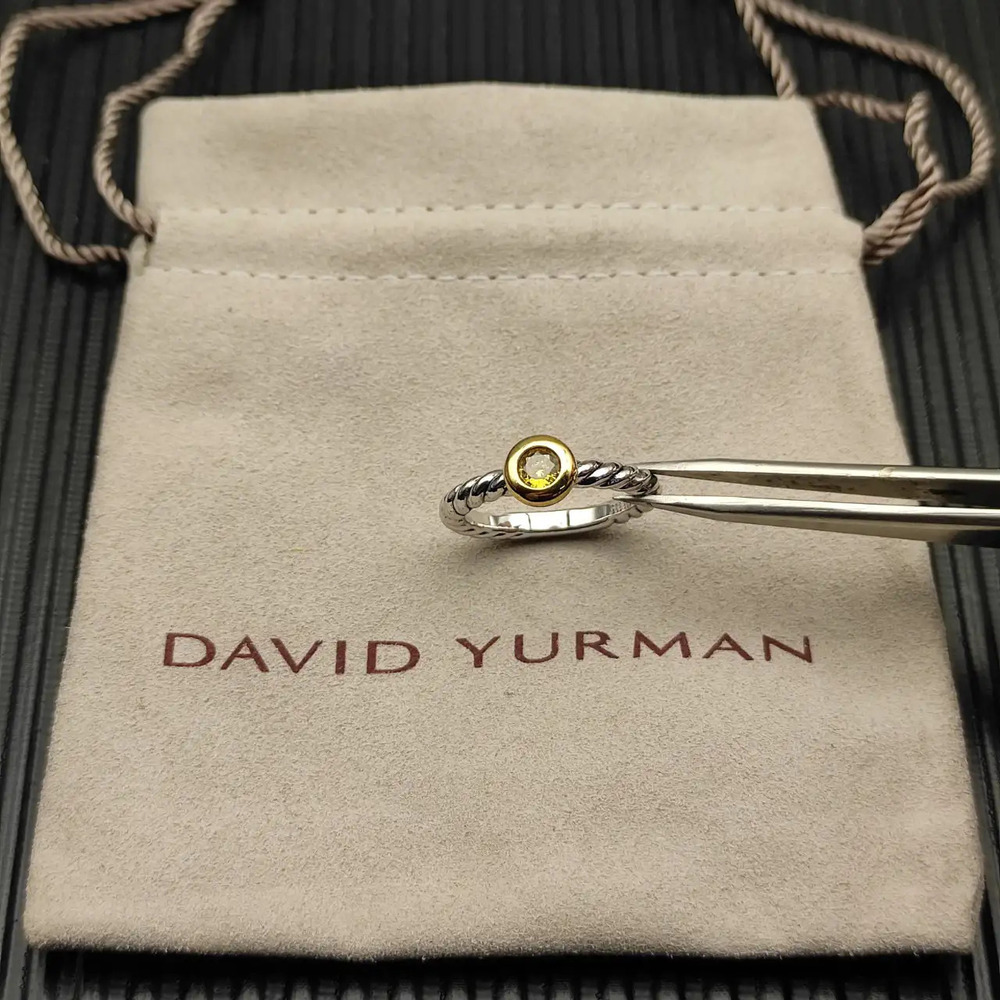 David Yurman Two-Color Petite Cable Yellow Diamond Ring